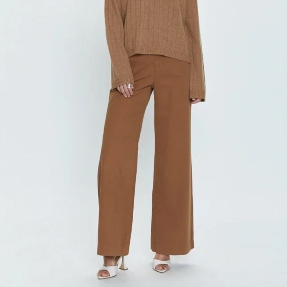 NWT PISTOLA JASMINE HIGH RISE WIDE LEG TROUSER - SEPIA